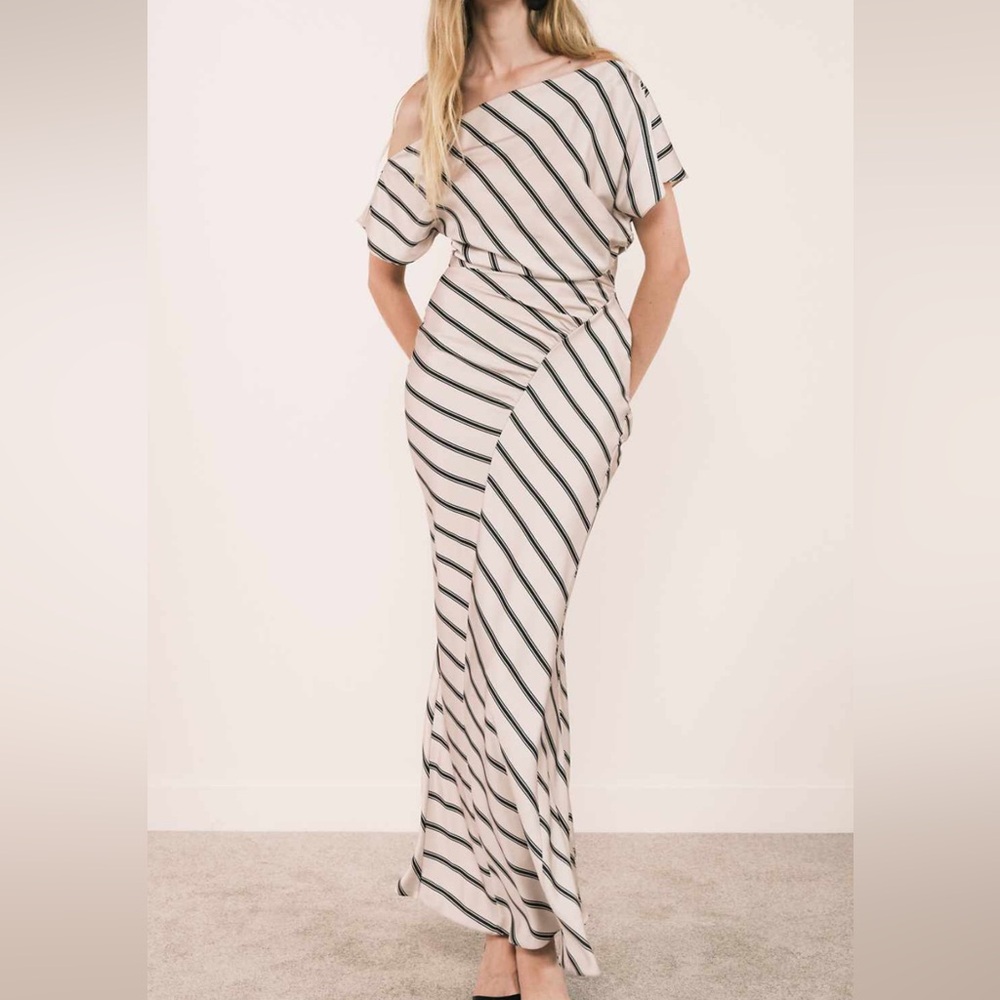 ASOS Cream Maxi Dress with Black Stripes